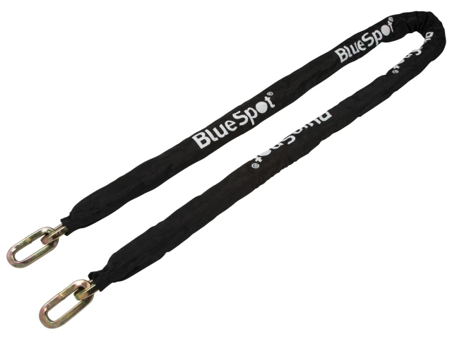 Black dog leash with 'BlueSpot' branding on a white background