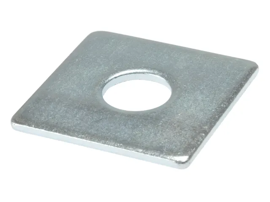 Metal washer with a central hole on a white background