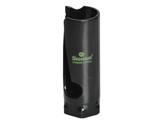 Black drill bit with 'Starrett' branding on a white background