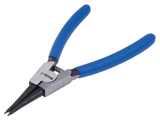 Pair of pliers with blue handles on a white background