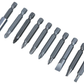 Set of various drill bits on a white background