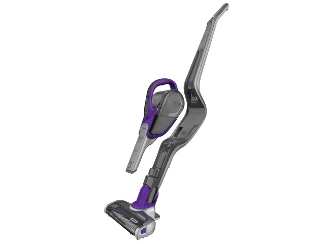 Gray and purple vacuum cleaner on a white background