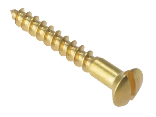 Brass screw on a white background