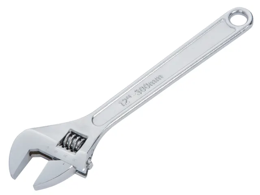 Adjustable wrench on a white background