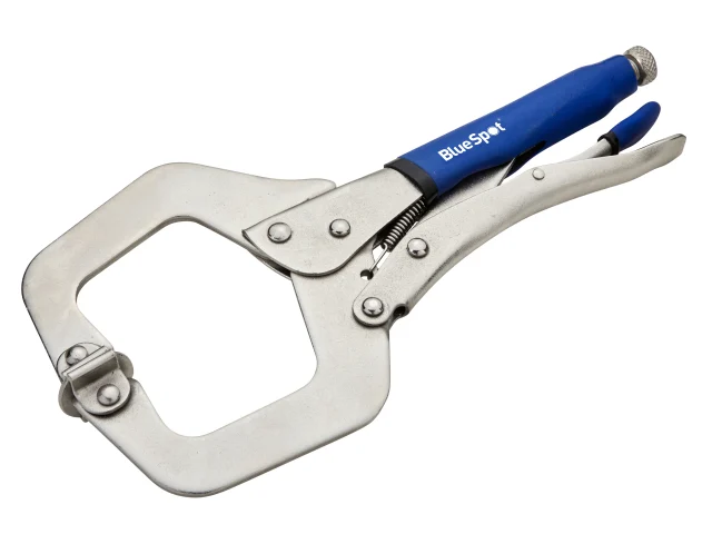 C-clip lock plier with blue handle on a white background
