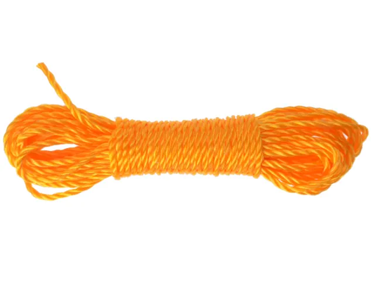 Orange rope coiled on a white background