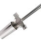 Metal garden tool with wooden handle on a white background