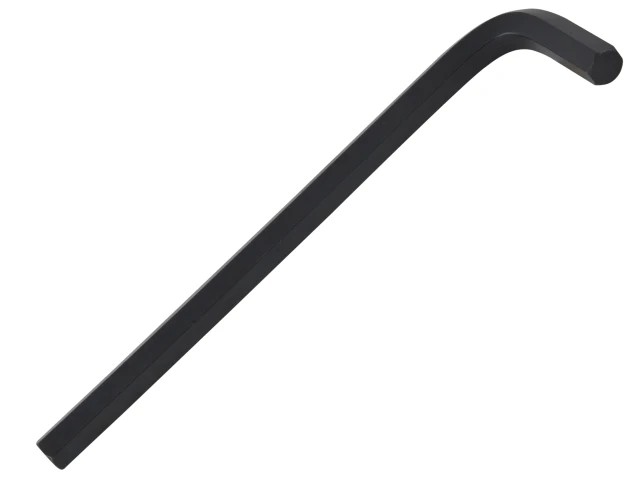 Black hex key wrench on a white background