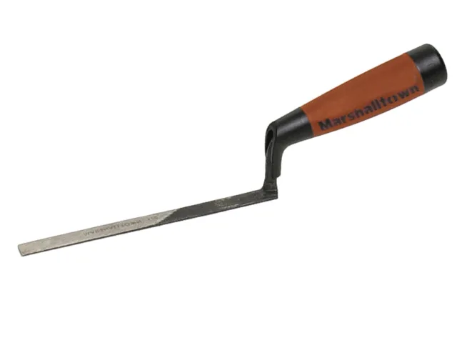 Chisel with brown handle and 'Marshalltown' branding on a white background