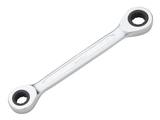 Double ended ratchet wrench on a white background