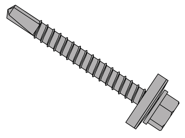 Metal screw with a hex head on a white background