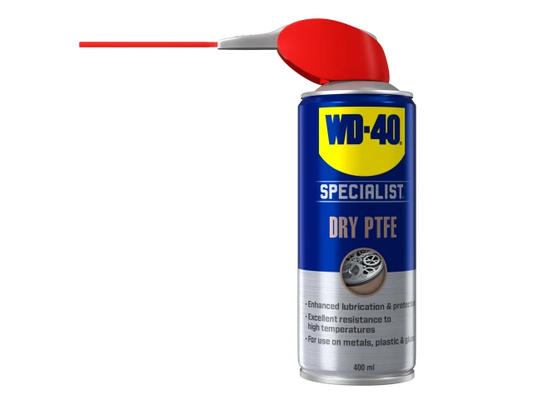 WD-40 Specialist Dry PTFE spray can on a white background