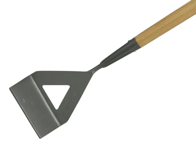 Gardening tool with a wooden handle on a white background