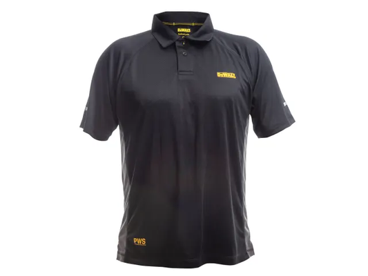Black polo shirt with a logo on a white background DeWalt