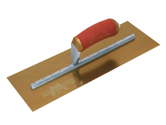 Plastering tool with red handle on a white background
