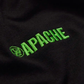 Green 'Apache' logo on a black background