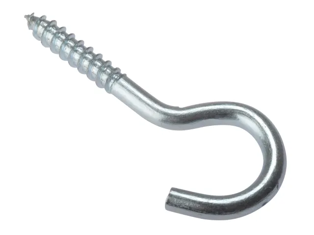 Metal screw eye hook on a white background