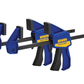 Two blue Irwin Quick Grip clamps on a white background