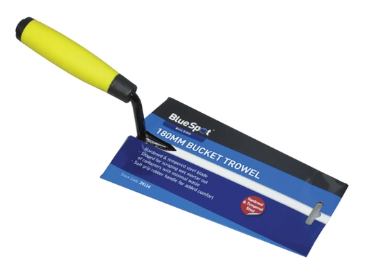 180mm bucket trowel with BlueSpot branding on a white background