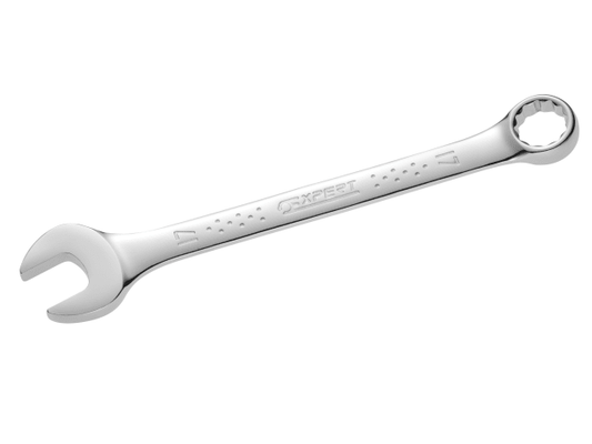 Silver combination wrench on a white background