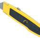 Yellow utility knife with black handle on a white background