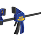 Blue and black IRWIN Quick-Grip clamps on a white background
