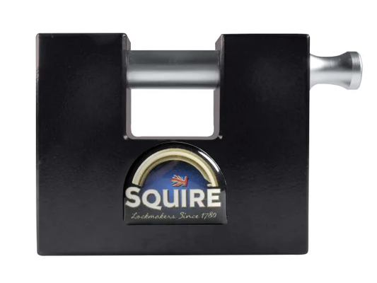 Black Squire padlock on a white background