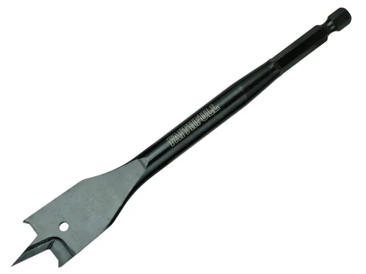Black and silver tool with a long handle and blade on a white background