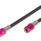 Two drill bits with pink and black handles on a white background