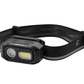 Black headlamp on a white background