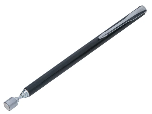 Black paintbrush with a white bristle tip on a white background