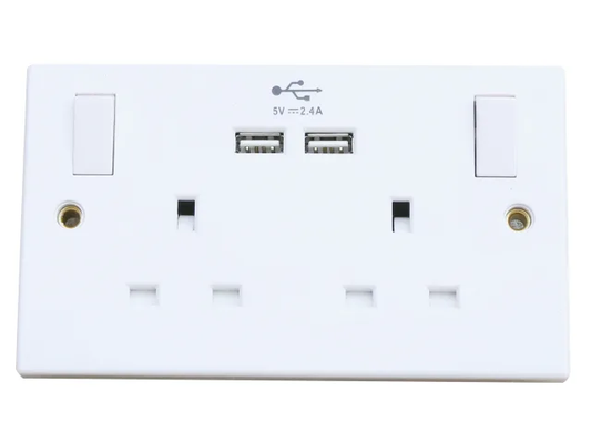 Switched Socket 2-Gang + 2 USB Ports 13A - [product-vendor]