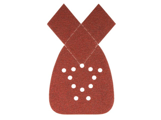 Red sandpaper with a cross pattern on a white background