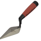 Marshalltown trowel with red and black handle on a white background