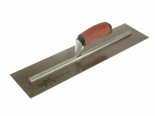 Plastering trowel with a red handle on a white background