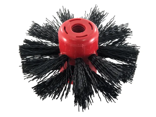 Red and black brush attachment on a white background