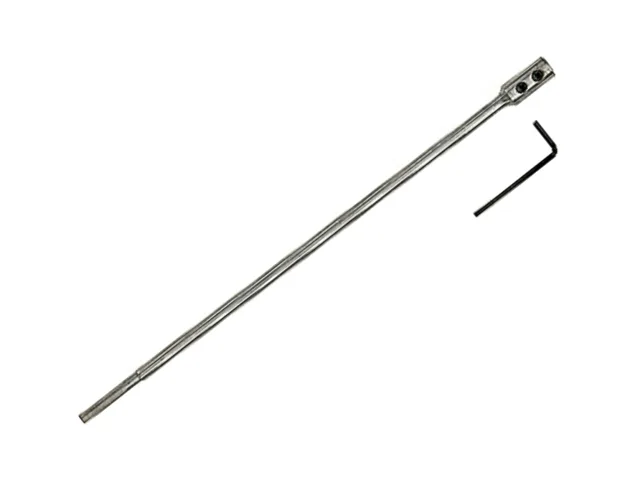 Metal rod with a hex key on a white background