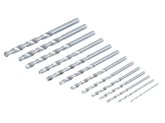 Set of drill bits on a white background