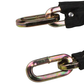 Tow strap with metal hooks on a white background