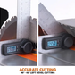 Digital angle finder showing measurements on a saw blade and angle grinder.