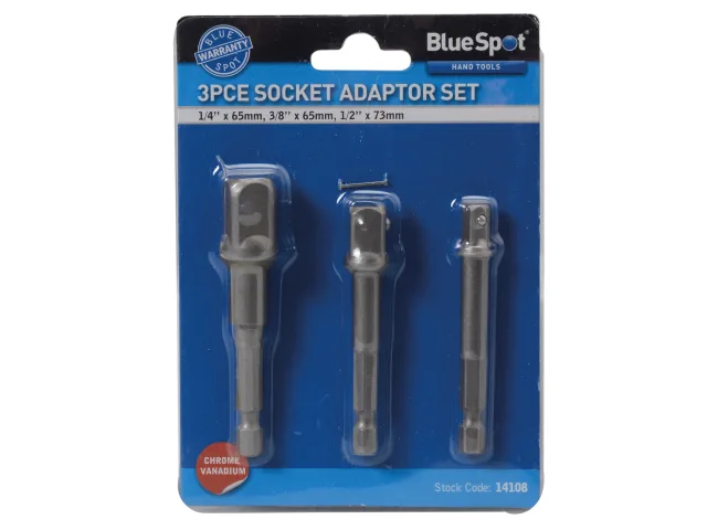 3-piece socket adaptor set in BlueSpot packaging on a white background