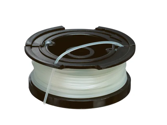 Spool of string trimmer line on a white background