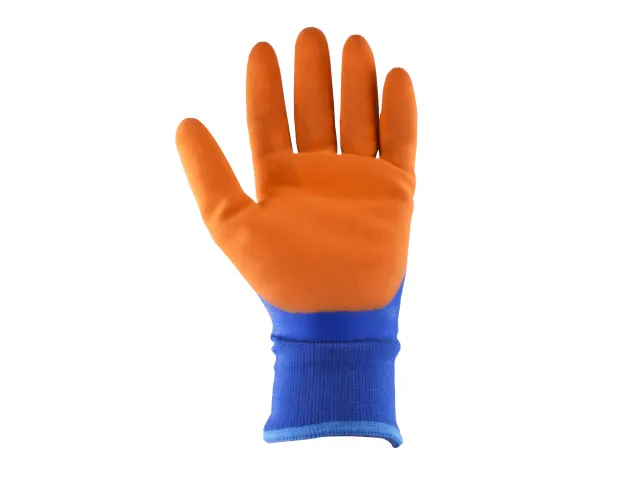 Orange and blue glove on a white background