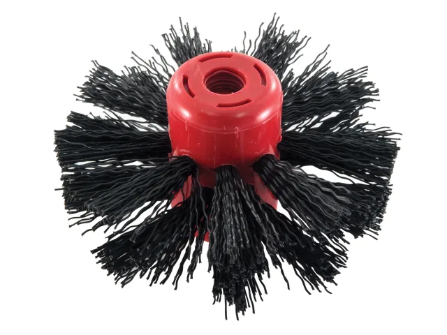 Red and black brush attachment on a white background