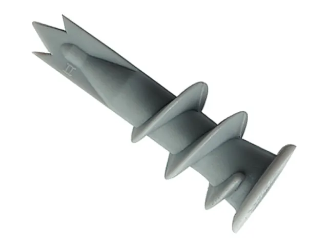 Gray plastic expansion bolt on a white background