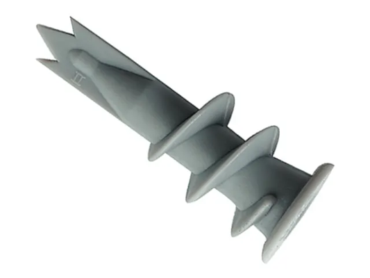 Gray plastic expansion bolt on a white background