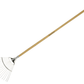 Gardening rake with wooden handle on a white background