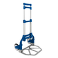 Blue and silver hand truck on a white background