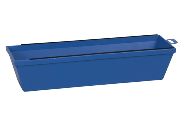 Blue plastic trough on a white background