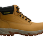 Yellow work boot with black top and 'Stanley' branding on a white background